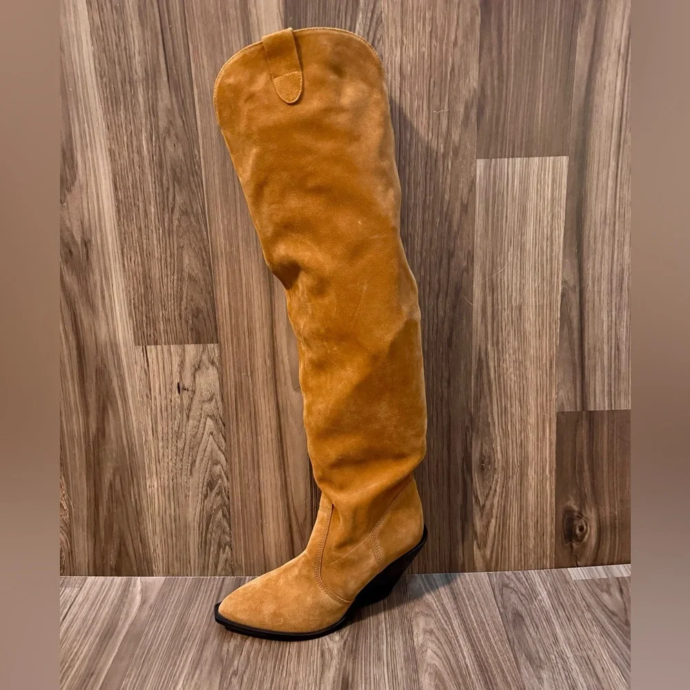 Free People Suede Triple Crown Tall Soft Over the Knee Slouchy Boots 9
